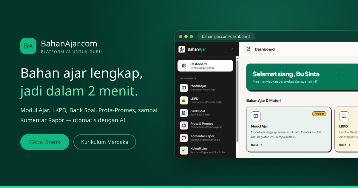 Generator Prota Promes AI — Kurikulum Merdeka | BahanAjar.com